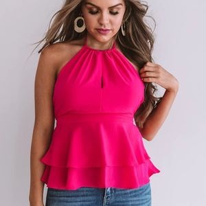Hot Pink Halter Top w tie back